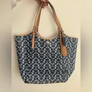 Coach Blue and Tan Signature Tote